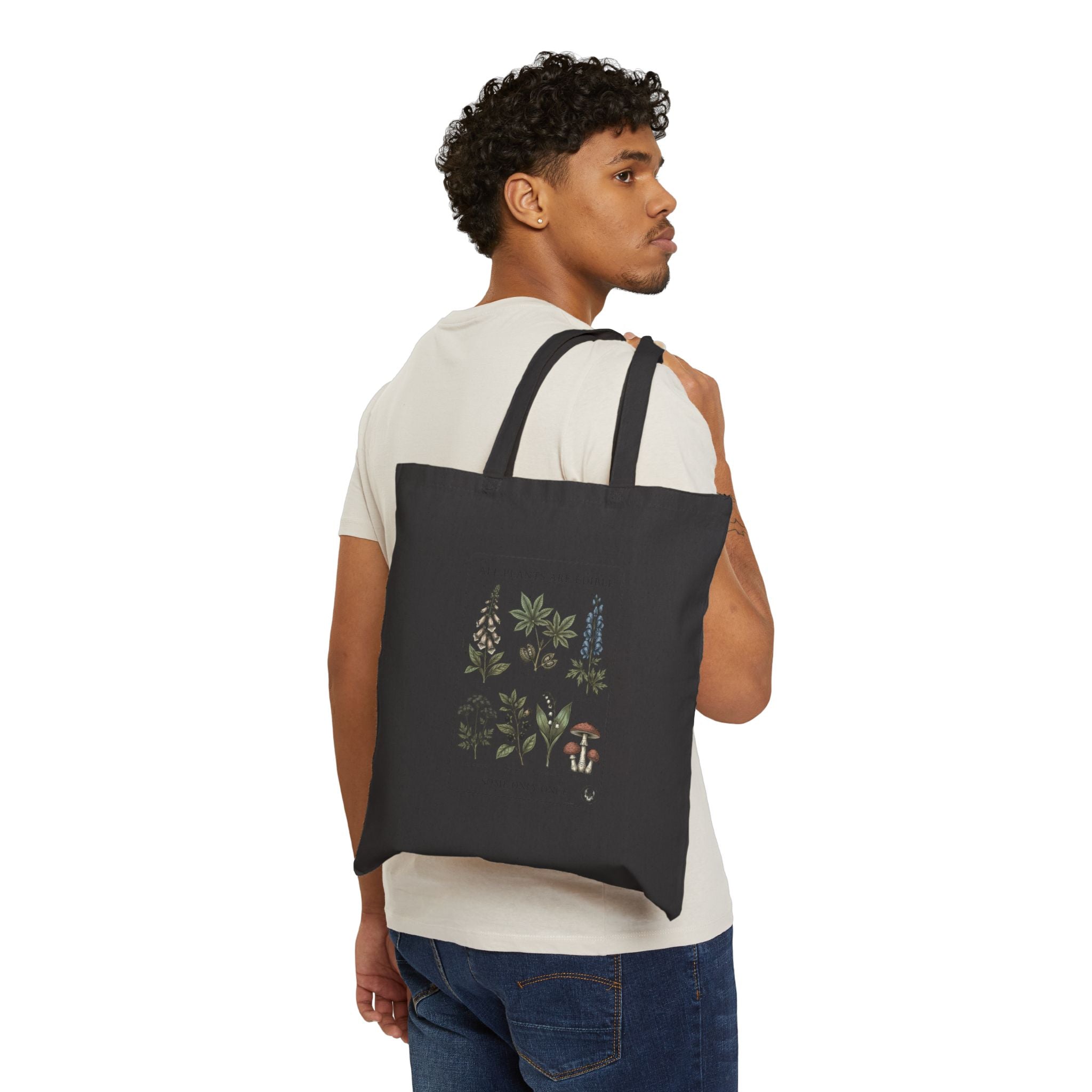 All Plants Are Edible Canvas Tote | Botanical Illustration, Dark Nature Humor