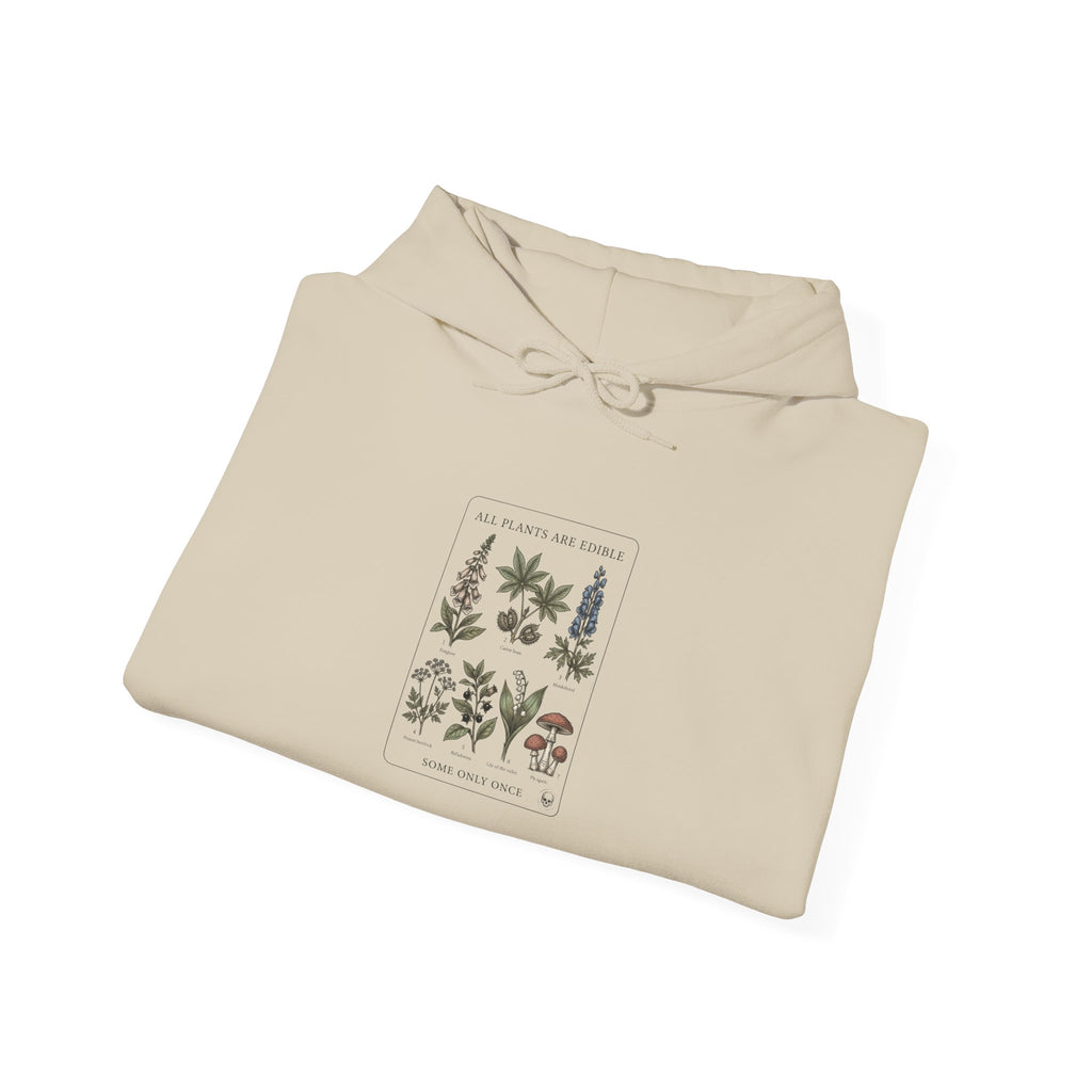 All Plants Are Edible Hoodie | Vintage Botanical, Forager Mycology Humor